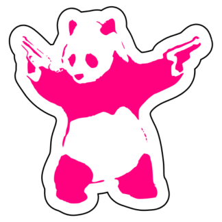 Guns Out Panda Sticker (Hot Pink)